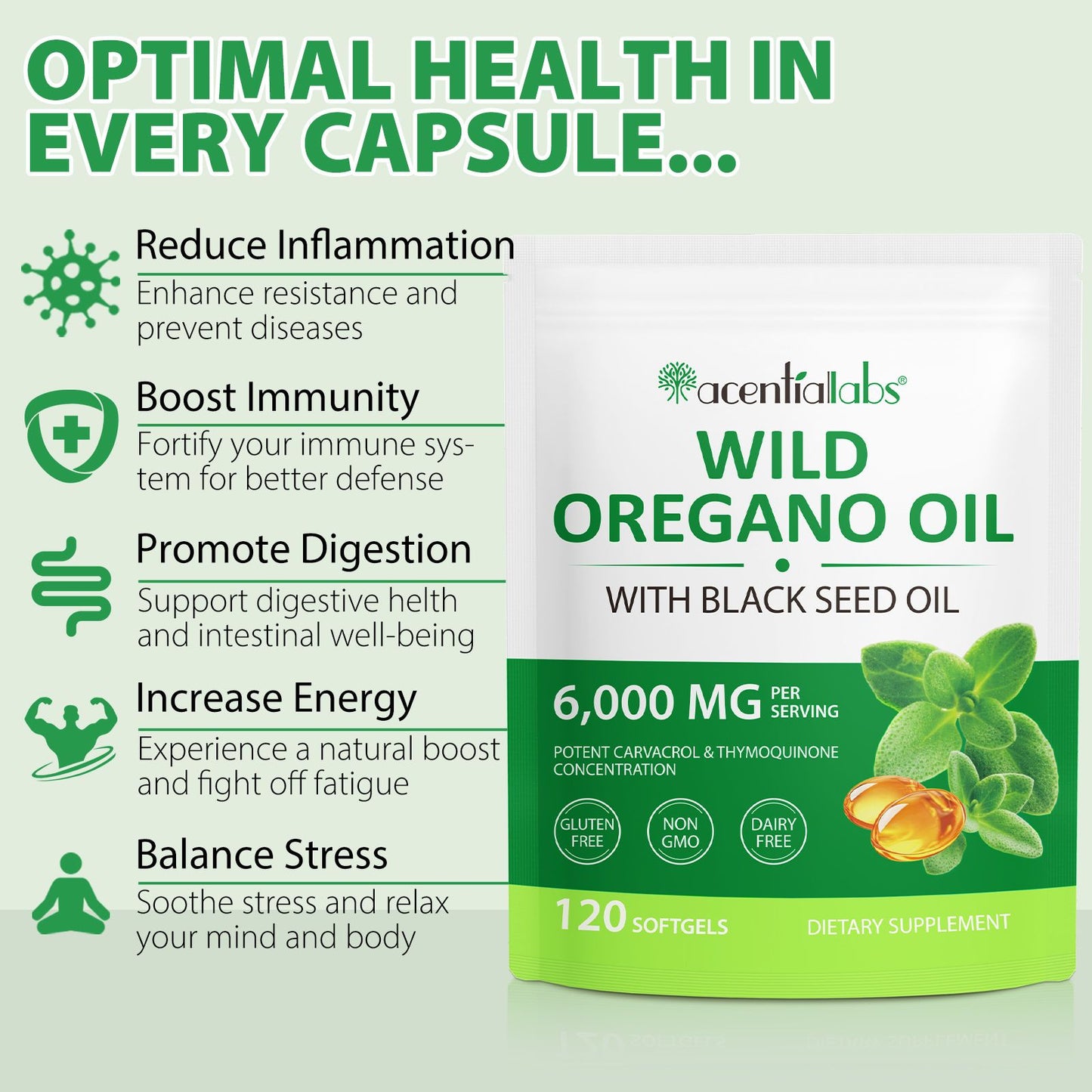 Organic Oregano Oil - Oregano Oil Capsules 120 Softgels Pack of 2 Bundle 2 in 1 Formulated with Black Seed Oil | Non-GMO, Gluten-Free