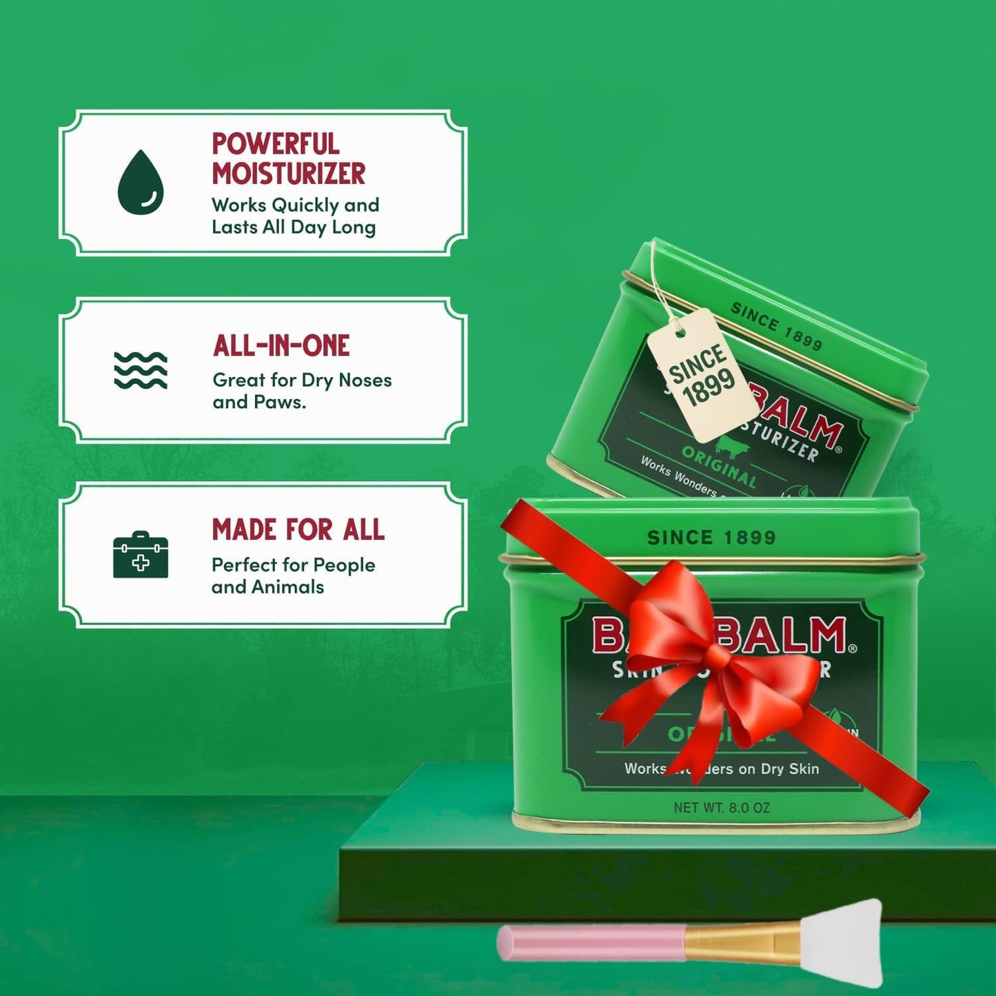 Original Bag Balm Ointment Moisturizing for Dry Skin Pack of 2 Bundle with Silicone Brush Applicator 8 oz