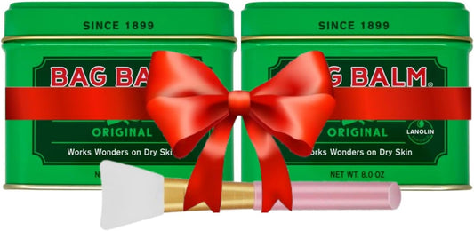 Original Bag Balm Ointment Moisturizing for Dry Skin Pack of 2 Bundle with Silicone Brush Applicator 8 oz