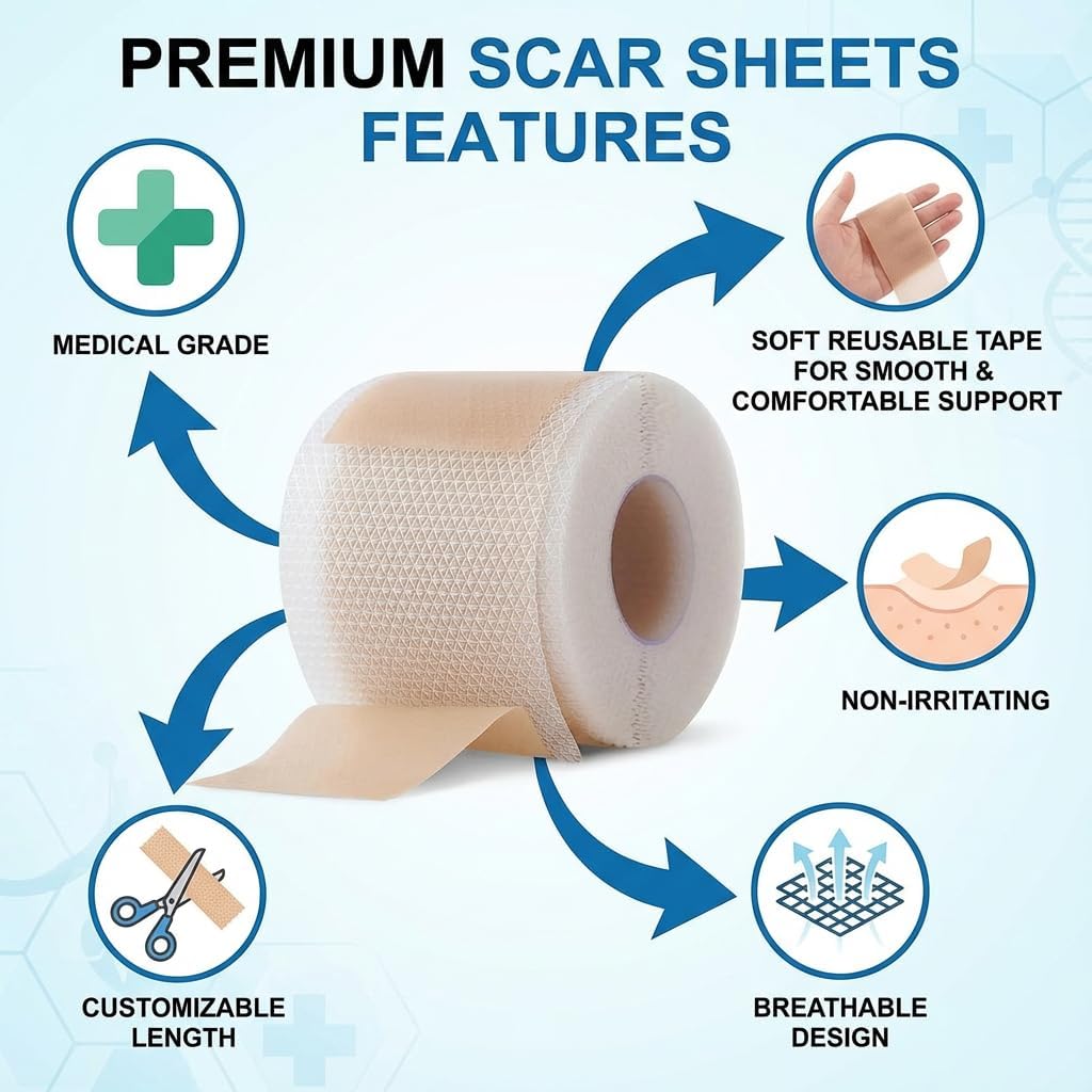 Silicone Scar Tape – Medical Grade Adhesive Strips for Scar Care  for All Skin Types