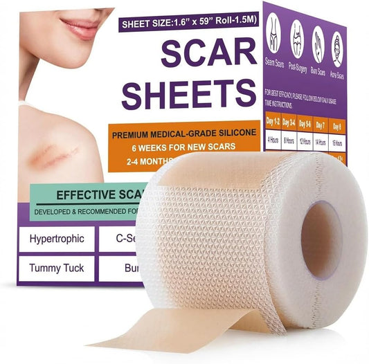 Silicone Scar Tape – Medical Grade Adhesive Strips for Scar Care  for All Skin Types